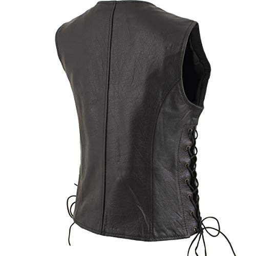 Xelement B277 Women's Black 'Mistress' Side Lace Motorcycle Leather Vest - 3X-Large #TOP6