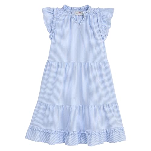 vineyard vines Girls' Harbor Seersucker Tiered Ruffle Dress