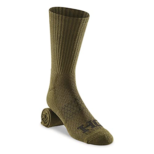 HQ ISSUE Men’s Tactical Military Boot Crew Socks, Cushioned with Arch Support, 10 Pairs