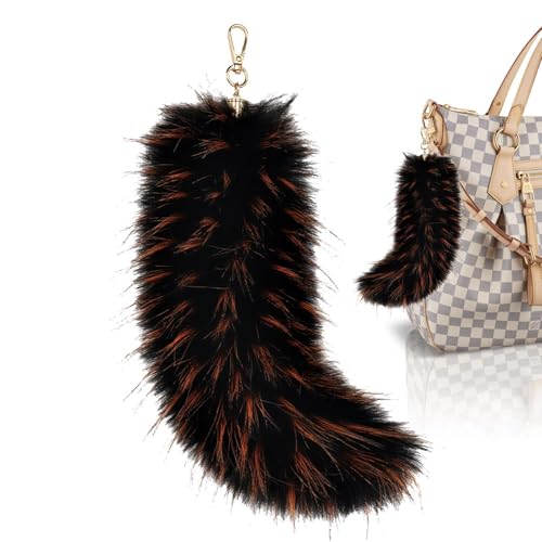 Llavero para colas peludas, llavero suave y peludo de 9 pulgadas, bolsa de borlas, juguete de cosplay realista, llavero de anillo de borla, bolsa de cola de animal de peluche suave para cosplay