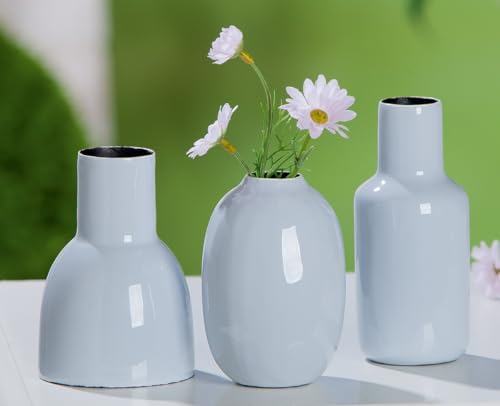 Pack Of 6 Decorative Vase, Small, Metal, Blue, Pu 6, Assorted 3 Times, L. 7 Cm, W. 8 Cm, H. 12 Cm