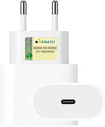 Fonte Carregador USB-C 20W Universal Tipo C Premium Compatível com iPhone, Samsung, IOS/Android Ultra Rápido Power Delivery