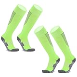 YXHZVON 2 Paar Fußballsocken Kinder, Sportsocken Fußball Socken, Lange Fußball Socken, Rutschfeste Atmungsaktiv Fussball Socken für Jungen Mädchen für Fußball Laufen Basketball (Grün)