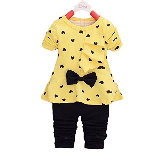 Mbby Tuta Bambino Ragazze, 0-24 Mesi Completo Ragazza 2 Pezzi Tute in Cotone Invernale Autunno Abito con Arco + Pantaloni Set Caldo Manica Lunga Leggera Antivento