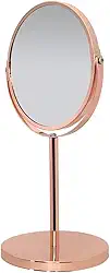 Mimo Style Espelho de Aumento com Base Cor Bronze, Dupla Face 360º Rotativo, Lado Normal e Outro Com Ampliação em 5X. Acabamento em Aço Inoxidável de Qualidade e Elegante