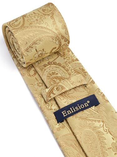 Image of HISDERN Ties for Men Paisley Floral Mens Ties and Pocket Square Cufflinks Set Classic Business Necktie Handkerchief