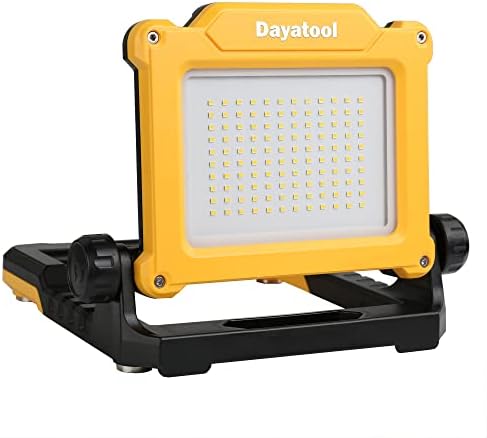 DAYATOOL 4000Lumens Cordless Magnetic LED Work Flood Light, Compatible for Dewalt 20V Milwaukee 18V m18 Rechargeable Lithium Tool Battery, Portable LED Work Light for Under Hood, Yellow