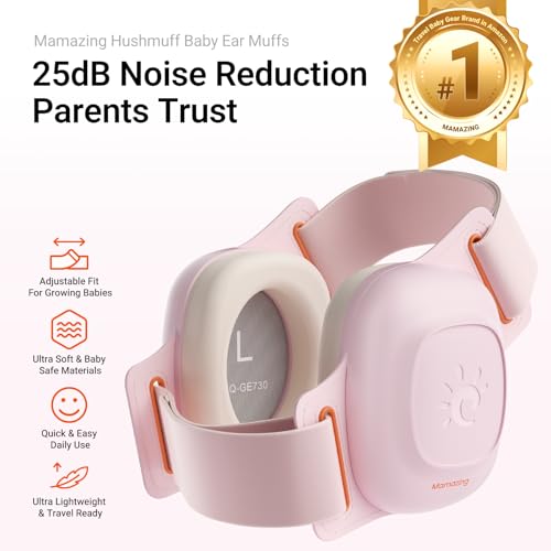 Image of MAMAZING Baby Ear Muffs for 3-48 Months, 25dB Noise Cancelling Headphones | Soft & Adjustable Baby Hearing Protection for Airplane Travel, Party and Fireworks, Newborns to Toddlers, CE & ANSI Certified
