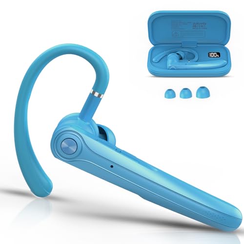 Bluetooth Headset V5.4 Wireless Freisprech Telefon mit CVC 8.0 und ENC Dual Mikrofon, Bluetooth Ohrhörer kabellos mit 25h Sprechzeit, 120h Standby Headset Handy für Autofahren Büro Business, Hellblau