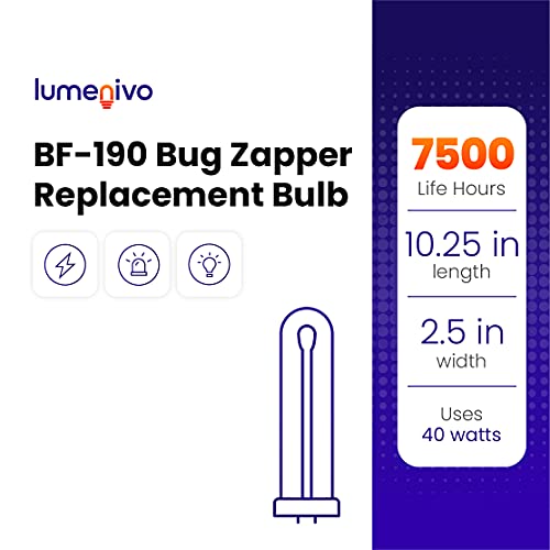 Bf-190 Bug Zapper Bulb Replacement For Flowtron Bk-40D By Lumenivo - 40W Black Flag Bug Zapper Bulb Replacement With G10Q-4 Square 4 Pin Base - T8 U-Bent Mosquito Zapper - 2 Bulbs #TOP5