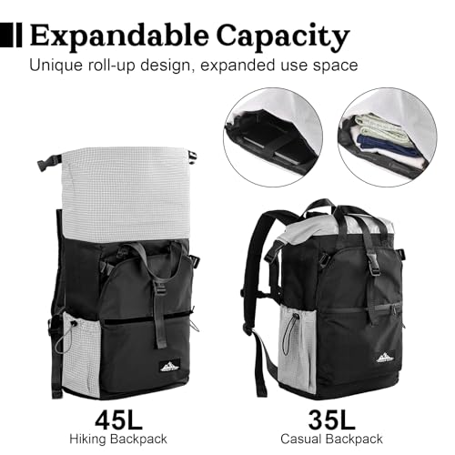Hiking Backpack for Men Women, 35L Water-Resistant & Lightweight UHMWPE Casual Daypack Backpacks, Large Capacity College Bookbag For College (Black)4