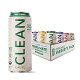 NEW! CLEAN Cause Variety Pack USDA Organic Yerba Mate Tea (15.5oz cans, 12-Pack Case) Non-Carbonated, 160mg Caffeine