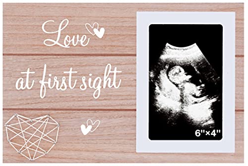 New Mom Picture Frame Gift,Congratulations Gift For First Time Mom,Father To Be Ideas,Promoted To Mom,Baby Present Shower,Pregnancy Announcement Gift For New Dad - Love-At First Sight- Sonogram Photo Frame Gift #TOP26