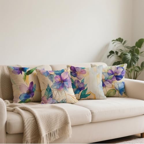 Housse de coussin 45x45 imperméable violet avec fermeture éclair invisible - 5