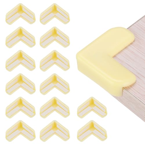Image of uxcell Corner Protectors, 16 Pcs Table Corner Protectors, Furniture Corner Guard and Edges Safety Bumpers for Table Edges and Sharp Corners (L-shaped, Yellow)