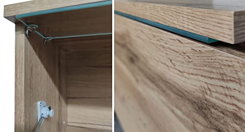 BRATEX Meuble TV Suspendu Support TV 180 cm Blanc Brillant, avec illusion LED – Image 6