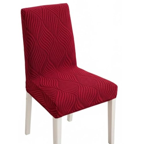 Image of HOMETHREADS Elastic Jacquard Chair Cover - Stretchable, Removable & Washable Short Dining Chair Slipcover | Durable Seat Protector for Kitchen, Dining Room & Banquet Chairs (Maroon, Pack of 2)