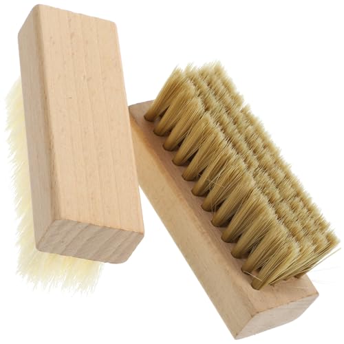 Genérico Cepillo de Limpieza para Zapatos y Ropa, 2 Piezas Mango de Madera, Cerdas Duras de PP y Nanofibras, Cepillo para Fregar Doméstico Versátil y Práctico para Uso Diario