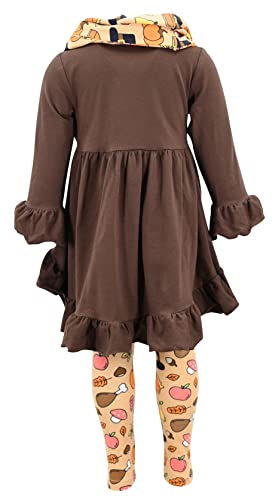 Image of Unique Baby Girls Kids Toddler 3pc Outfit Set Long Sleeve Cotton Blend Tunic Top Leggings and Scarf