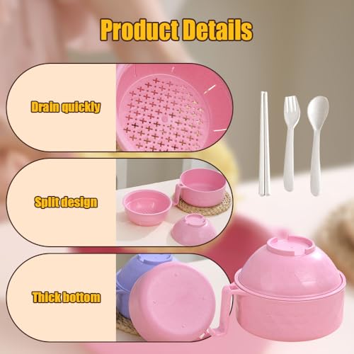 Image of JUDUNA Microwave Ramen Bowl with Lid, 2025 New Ramen Noodles Bowl Set with Chopsticks, Spoon and Fork, Ramen Bowl Microwavable Portable Ramen Cooker, Apartment Essentials (Black)