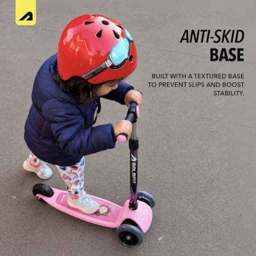 Image of Boldfit Kids Scooter 3 Wheel Kick Scooty for Kids (Above 5 Years) Foldable 4 Adjustable Height Toys for Boys & Girls, Safe Skate Scooter with LED Wheels & Birthday Gift Max Weight 50 Kg, ZigFold-Pink