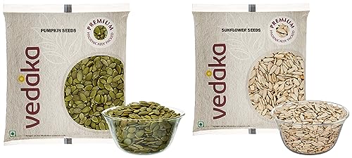 Image of Amazon Brand - Vedaka Premium Pumpkin Seeds, 100g & - Vedaka Premium Sunflower Seeds, 100g