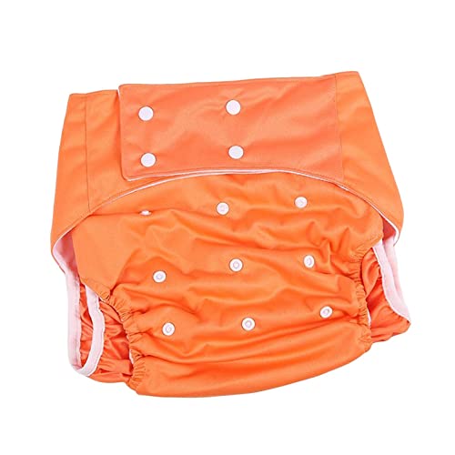 Oshhni Cubierta de tela para pañales para adultos, cubierta de pañales reutilizable sin fugas Parte elástica de la pierna Pantalones de pañales de cintura , NARANJA