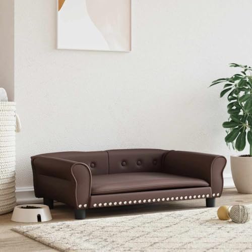 vidaXL Hundebett, Hundekissen mit weicher Polsterung, Hundesofa Hundecouch für kleine Hunde Haustiere, Haustierbett Katzenbett, Braun Kunstleder