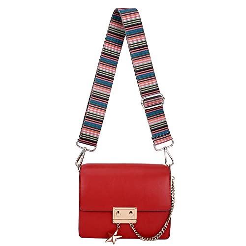 Image of Silvery Buckles Wide Shoulder Strap Adjustable Replacement Belt Crossbody Canvas Bag Handbag