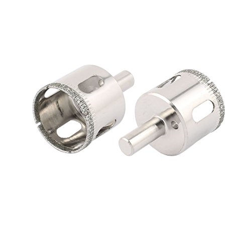 Aexit 35mm Cutting Hole Saws & Accessories Dia Round Shank Hole Saw Drill Bit Silver Tone 2 Pcs Hole Saw Sets for Glass