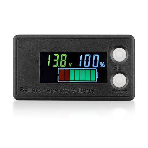 DROK Waterproof Battery Meter 8-100V, Battery Monitor 12V 24V 36V 48V 72V, Capacity Tester LCD Display Color Screen Backlight, Fit for Car Golf Cart RV Marine