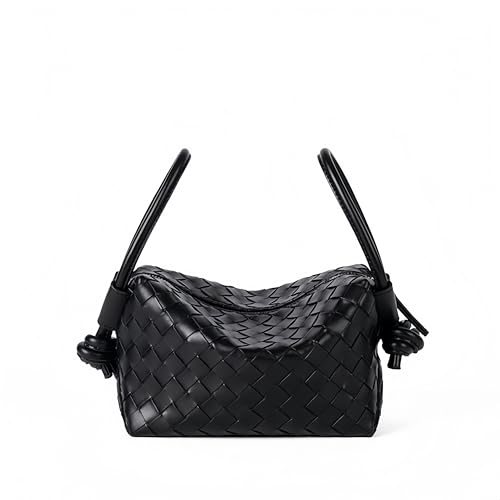 Woven Leather Shoulder Purse Women Weaving Crossbody Bag Square Handbag with Detachable Strap