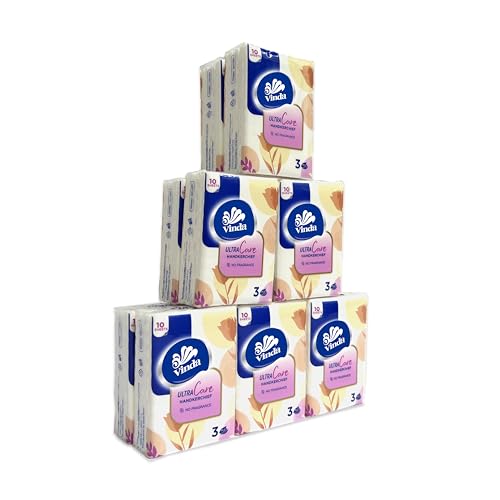 Vinda 3-Ply Mini Ultra Care Pocket Tissues, Portable Series Facial Tissue, Travel Size for Use In All Occasions (12 Packs of 10 Tissues)