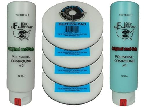 JFJ Combo Pack: 4 Buffing Pads 2 Polish Compounds (#1 Blue #2 White)
