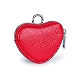 YRMLYMOP Heart-Shaped Genuine Leather Coin Purse - Small Cute Wallet With Zipper Storage For Women