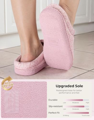 Image of HomeTop Women's Knit Memory Foam Slippers Warm Soft House Anti-Slip Shoes