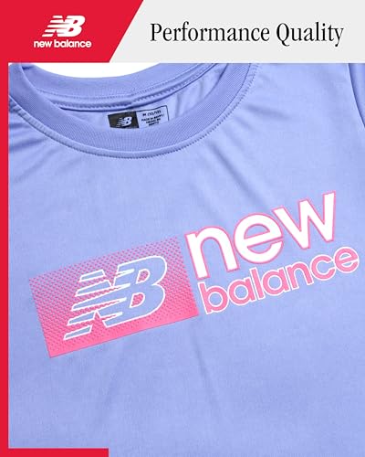 New Balance Active Girls Legging Set - 2 Piece Short Sleeve Athletic Shirt and Leggings Set Youth Kids Activewear (7-16)3