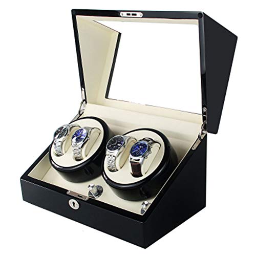 Preisvergleich Produktbild JF Automatischer Dual-Uhrenbeweger, Netzteil, batteriebetriebene mechanische Aufbewahrungsbox für Uhren, Unisex