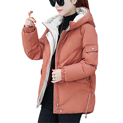 Parka d'hiver chaude femme rose M veste matelassée à capuche pour le grand froid