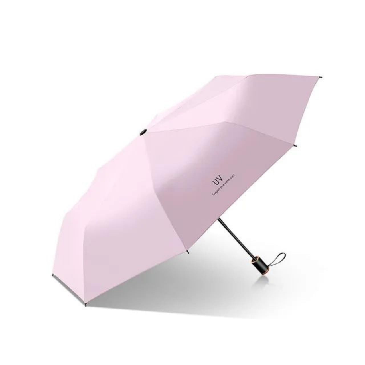 Compact Travel Umbrella, 98cm Diameter, UV Protection UPF 50+, Windproof 8-Rib Design, 320g, White-image-43