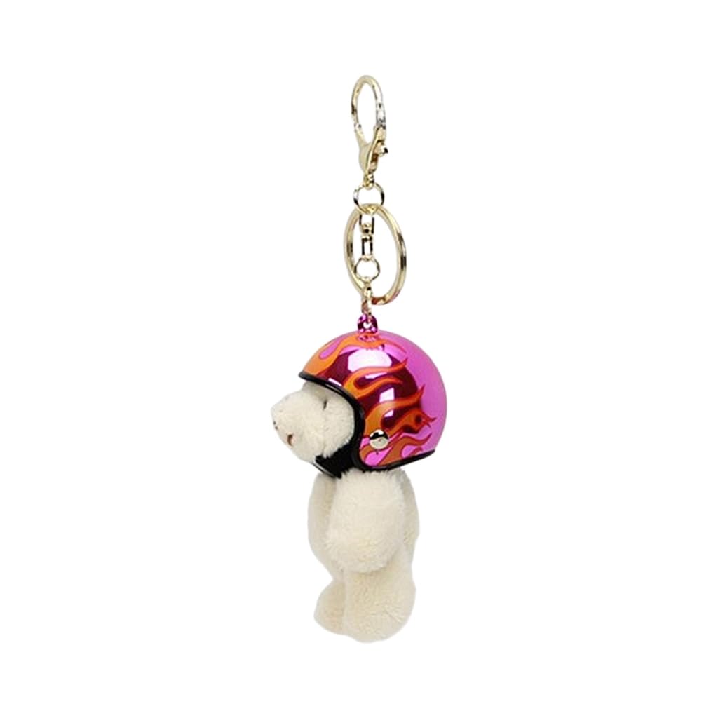 GMBYLBY Fashionable Motorbike Bear Key Ring Eye Catching Animal Pendant Keychain Soft Plush Backpack Charm Car Decoration