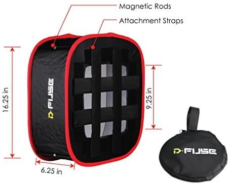 Kamerar D-Fuse Medium LED Light Panel Softbox: 9.25"x9.25" Opening, Foldable Portable Light Diffuser, Carrying Bag, Strap Attachment, Portrait Photography, Photo Video, Studio Lighting, Natural Look