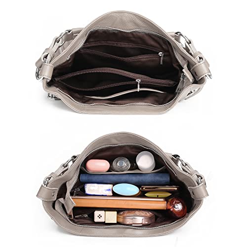 Image of YALUXE Women's Real Leather Shoulder Bags Hobo Handbag Purse Crossbody Bag