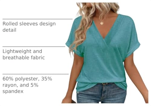 Image of T Shirts Short Sleeve V Neck Tees Womens Tops Beach Vacation Fashion Clothes 2026 Casual Summer Spring Fall Outfits