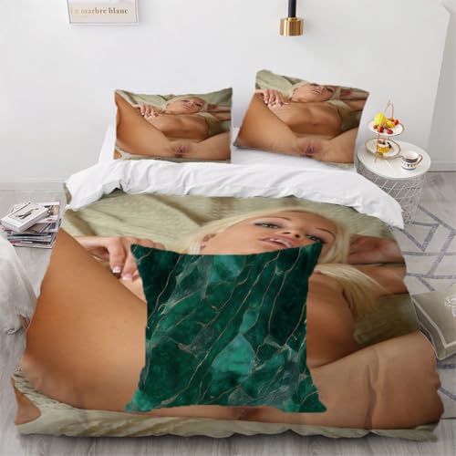 GELOUT Juego de Funda nórdica para niños y niñas, decoración de Dormitorio para niños pequeños, Funda de edredón Sexy 3D para niñas y Mujeres, Suave con 2 Fundas de Almohada, 135 x 200 cm