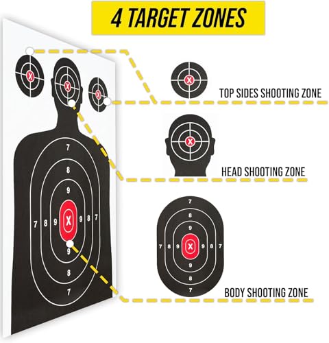 Image of 200 Pack Flat Package /Not Rolled Paper Shooting Target for Gun Range, Target Practice - Silhouette Paper Target Handguns, Rifles, Pistols, Airguns, BB Guns, Pellet Guns (14 X 22 inches)