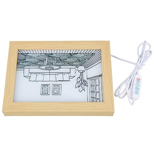 AYNEFY Lighting Indoor Lighting Solid Wood Frame Easy To Use Led Decorative Light Painting For Bedroom Led Lights Picture Modern Decorative Lighting (Small 70 X 55 X 45cm / 27.6 X 21.7