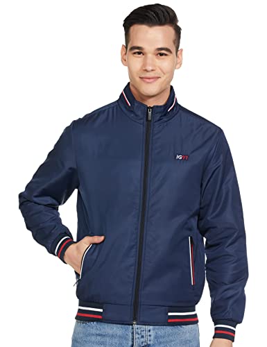 Image of The Indian Garage Co Men Slim Fit Solid Bomber Jackets