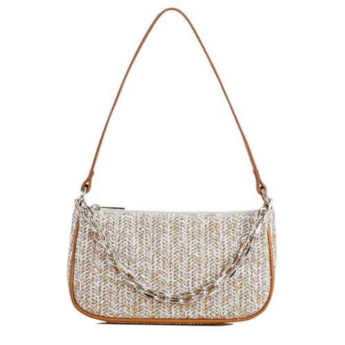 Image of Medium Straw Bag Hand Weave Beach Handbag Summer Crossbody Shoulder Bags Bucket Tassel Totes for Women