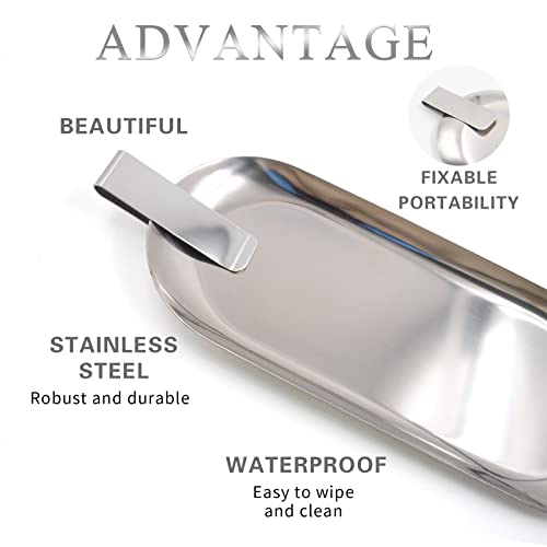 Image of 3 Pack Silver Check Holder Tip Trays with Clip, Check Presenters for Restaurants Receipt Holder Money Clip for Cash and Credit Cards, Stainless Steel Money Tip Clips Check Holder (8.7 x 3.5 Inch)